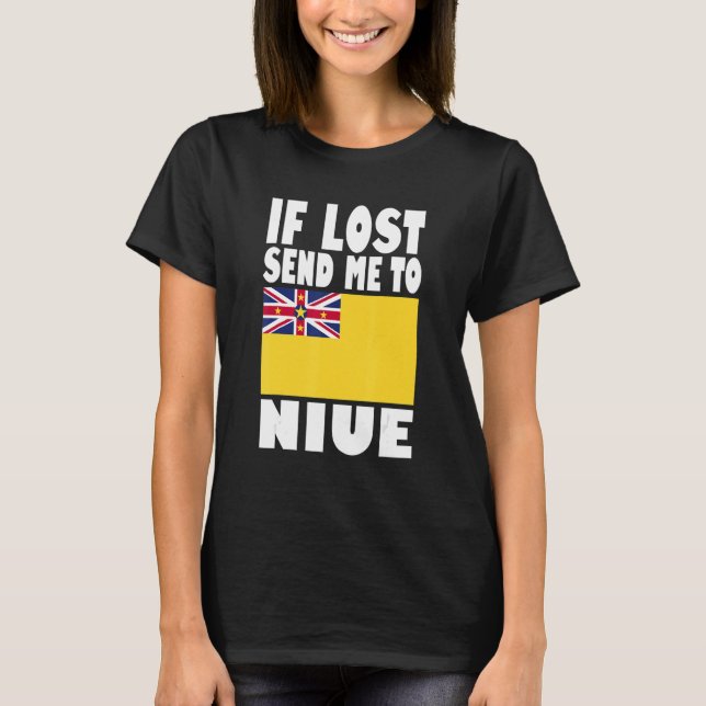 Niue Flag Design Wenn verloren senden Sie mich an  T-Shirt (Vorderseite)