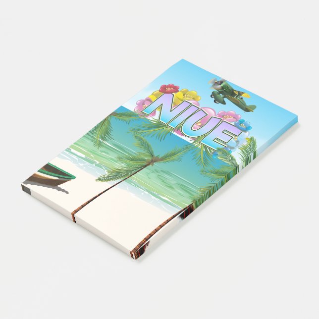 Niue Südpazifik Reiseplakat Post-it Klebezettel (angewinkelt)