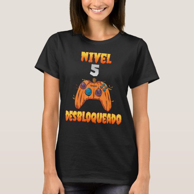 Nivel 5 Desbloqueado 5 Años de Edad Cumpleaños Vid T-Shirt (Vorderseite)