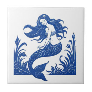 Nixe Delft Blau und Weißes Meer Ozean Leben Fliese