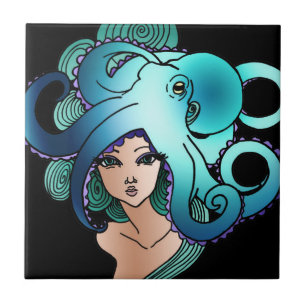 Nixe und Oktopus Fliese
