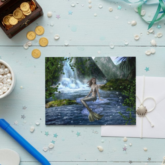 Nixen-Fantasy-Wasserfall-Landschaft Postkarte (Von Creator hochgeladen)