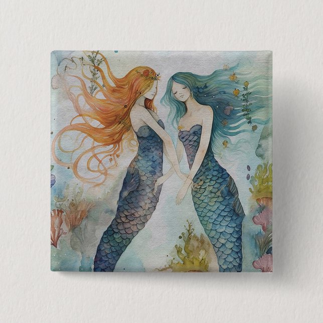 Nixen in Aquarell Button (Vorderseite)