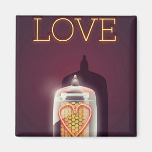 Nixie Tube 'Liebe' Vintage Poster Magnet