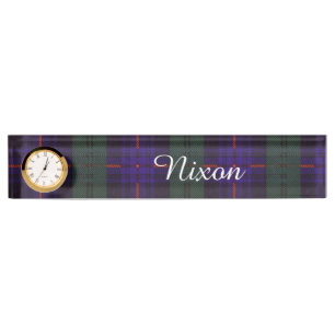Nixon-Familienclan karierter schottischer Kilt Namensplakette