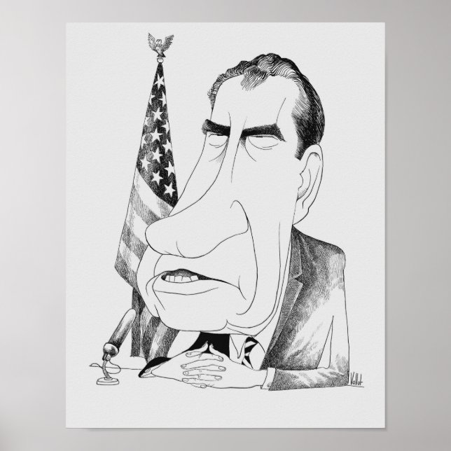 Nixon Karikatur - Edmund Valtman - Circa 1970 Poster (Vorne)