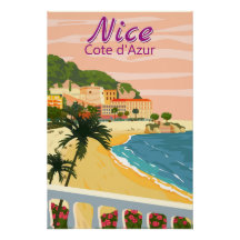 Nizza Côte d'Azur - ein Küstenposter Vintag