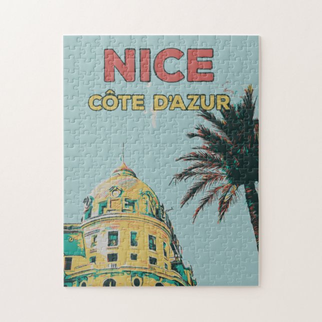 Nizza Côte d'Azur Negresco - Abbildung Frankreich Puzzle (Vertikal)