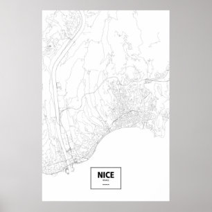Nizza, Frankreich (schwarz auf weiß) Poster