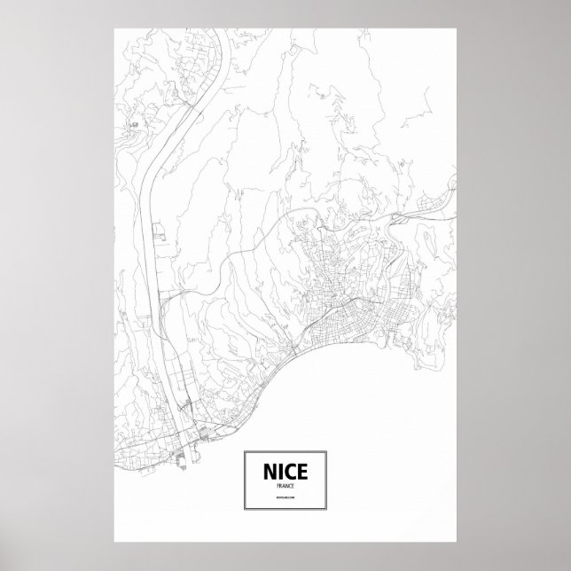 Nizza, Frankreich (schwarz auf weiß) Poster (Vorne)