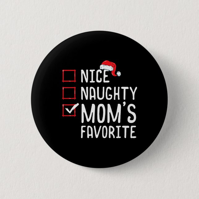 Nizza-Naughty-Mama: Lieblingsweihnachtsliste Button (Vorderseite)