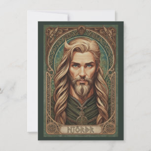 Njordr Nordischer Gott Kunst Flache Dankeskarte