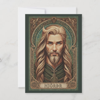 Njordr Nordischer Gott Kunst Flache Dankeskarte
