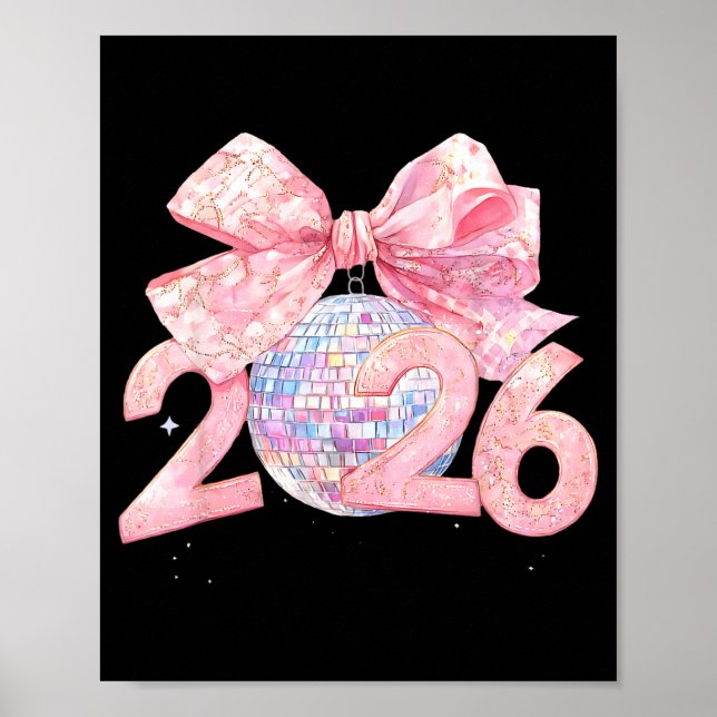 Nk Bow Coquette Disco Ball Happy New Year 2026  Poster (Vorne)