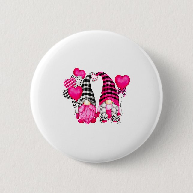Nk Buffalo Plaid And Heart Balloons Valentines D _ Button (Vorderseite)