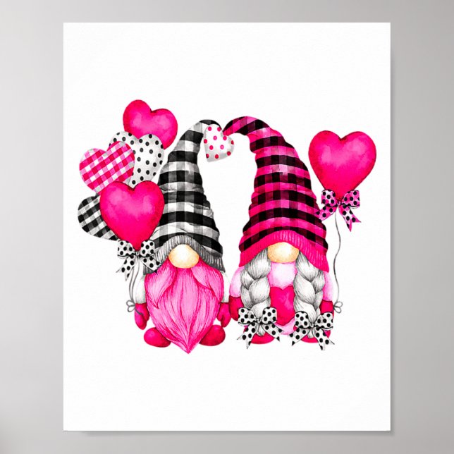 Nk Buffalo Plaid And Heart Balloons Valentines D  Poster (Vorne)