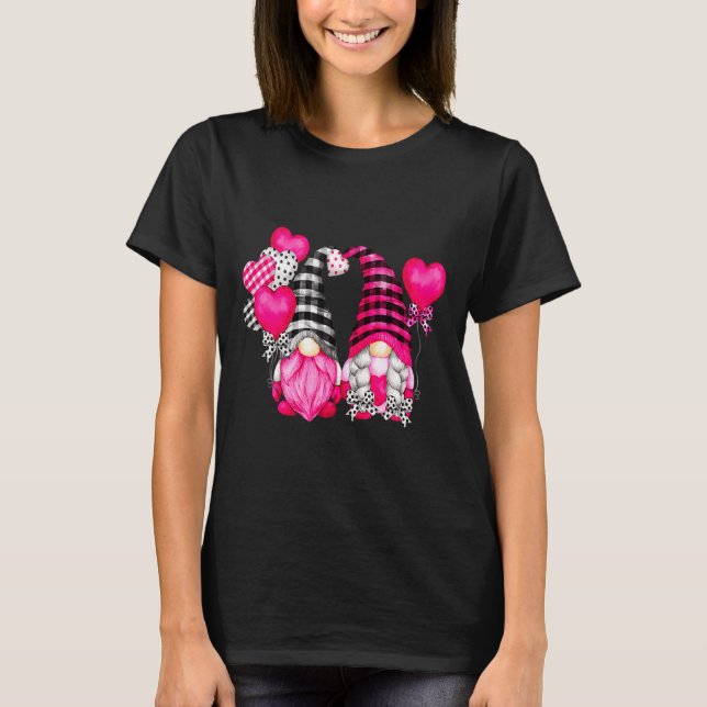 Nk Buffalo Plaid And Heart Balloons Valentines D  T-Shirt (Vorderseite)