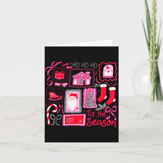 Nk Coquette Bow Ho Ho Ho Tis The Season Christmas  Karte (Vorderseite)