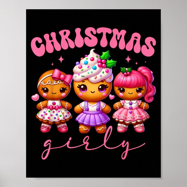 Nk Cute Gingerbread Christmas Girly Pajama Outfits Poster (Vorne)