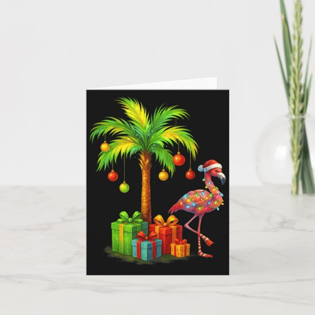 Nk Flamingo Christmas Palm Tree Trocal Xmas  Karte (Vorderseite)