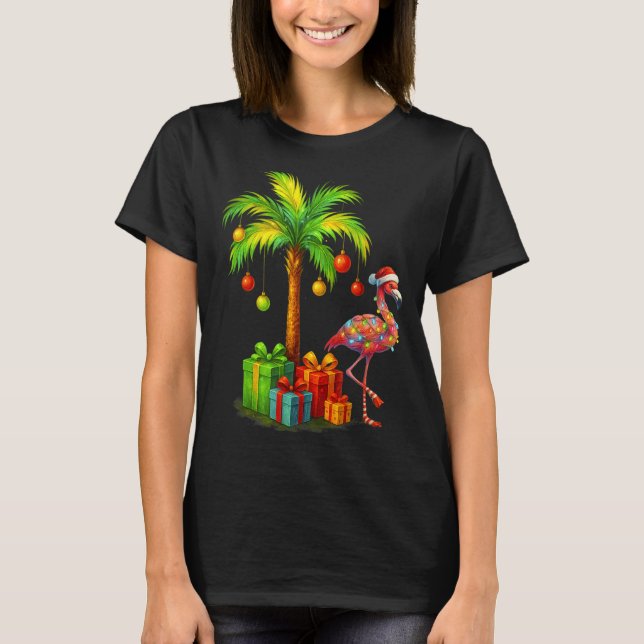Nk Flamingo Christmas Palm Tree Trocal Xmas  T-Shirt (Vorderseite)