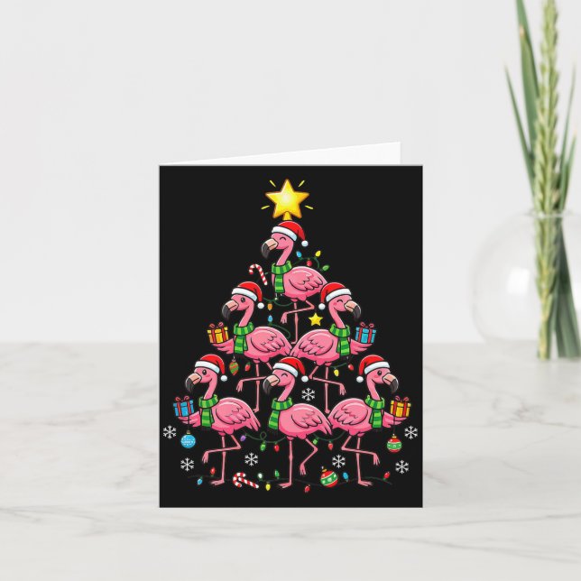 Nk Flamingo Christmas Tree Santa Flamingo Holiday  Karte (Vorderseite)