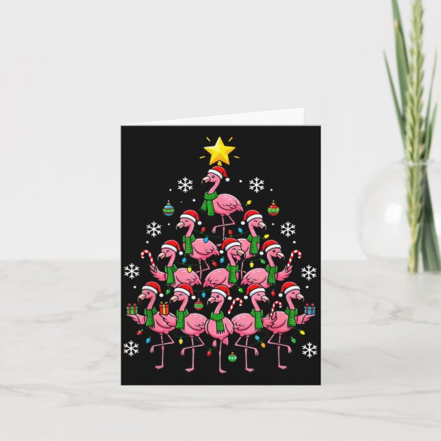 Nk Flamingo Christmas Tree Santa Flamingo Holiday  Karte (Vorderseite)