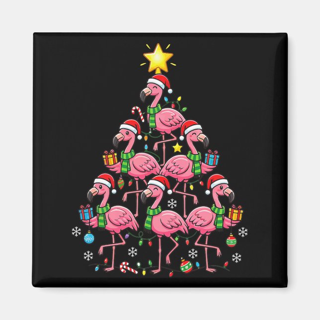 Nk Flamingo Christmas Tree Santa Flamingo Holiday  Magnet (Vorne)