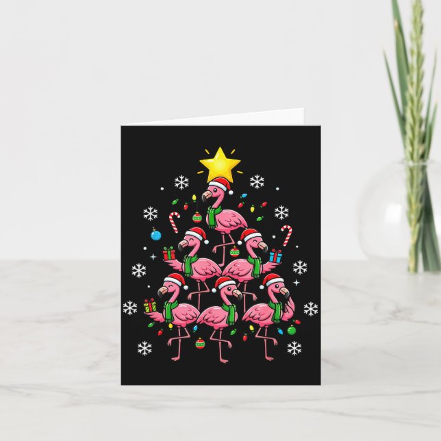 Nk Flamingo Christmas Tree With Santa Hats &amp; H Karte (Vorderseite)