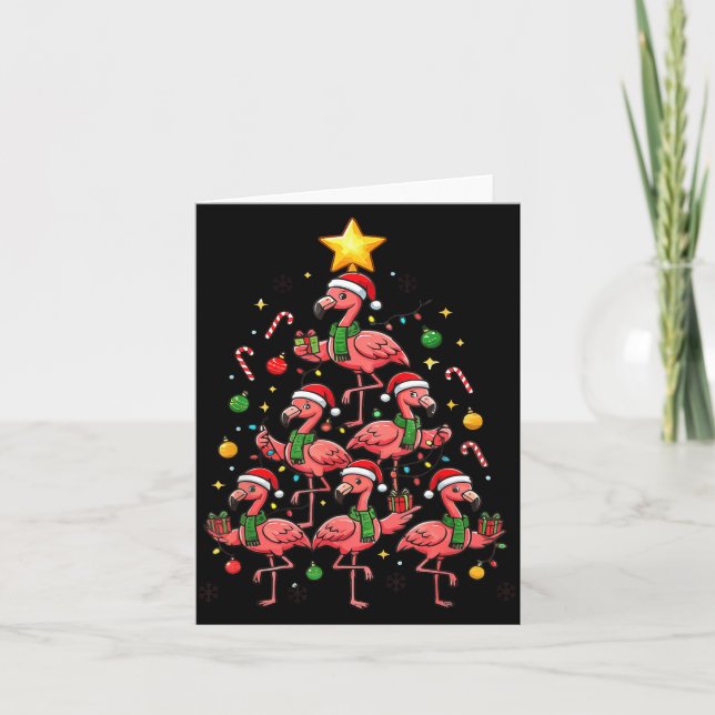 Nk Flamingo Christmas Tree With Santa Hats &amp; H Karte (Vorderseite)