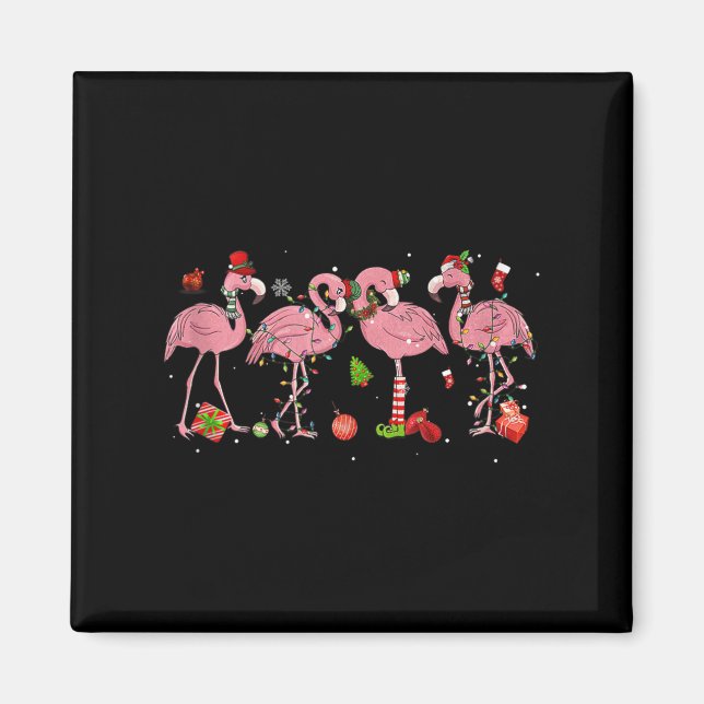 Nk Flamingo Hat Santa Merry Christmas Lights Women Magnet (Vorne)