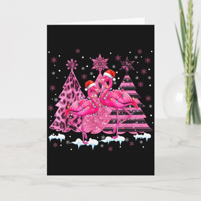Nk Flamingo Santa Hat Leopard Christmas Tree Xmas  Karte (Vorderseite)