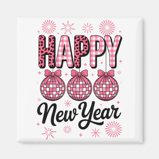 Nk Happy New Year Disco Ball Leopard For Women Gir Magnet (Vorne)