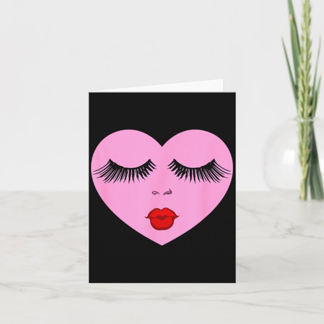 Nk Lady Heart With Eyelashes Valentines Day Kiss  Karte (Vorderseite)