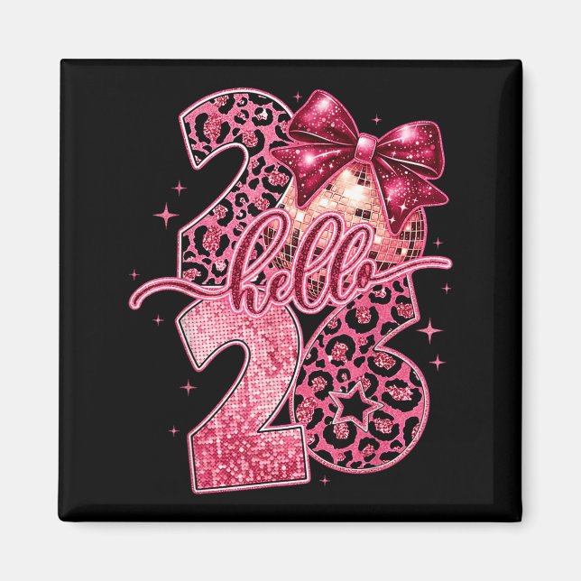 Nk Leopard Hello 2026 Happy New Year Party Nye  Magnet (Vorne)