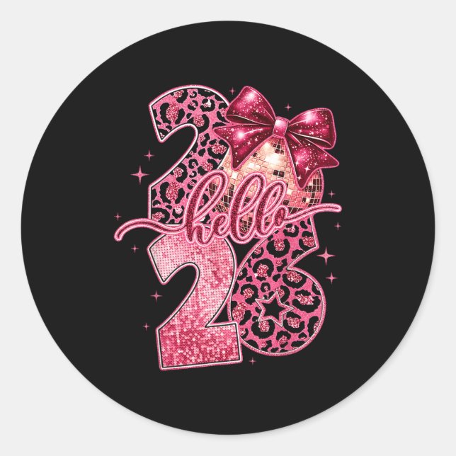 Nk Leopard Hello 2026 Happy New Year Party Nye  Runder Aufkleber (Vorderseite)