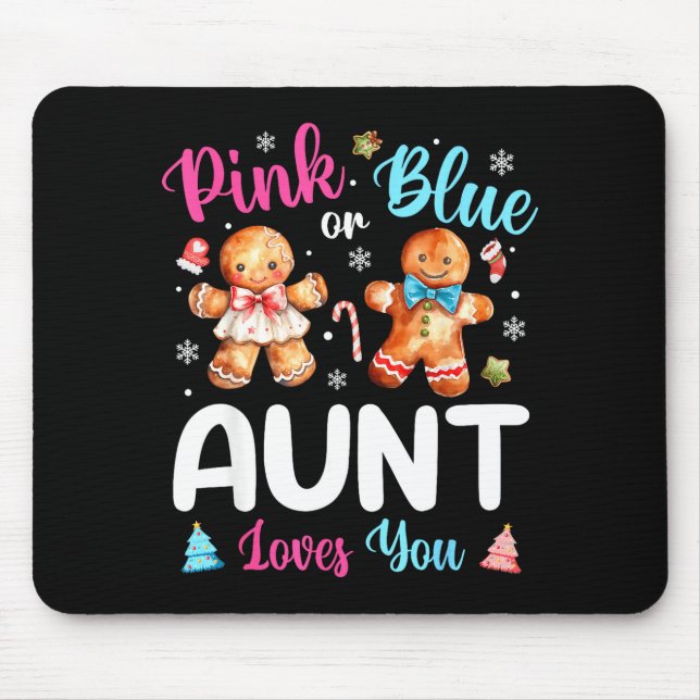 Nk Or Blue Aunt Loves You Gender Reveal Christmas  Mousepad (Vorne)