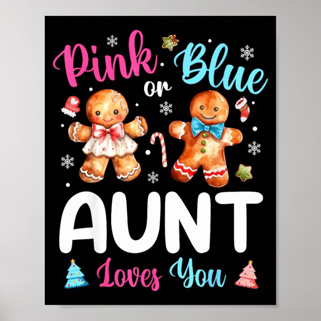 Nk Or Blue Aunt Loves You Gender Reveal Christmas  Poster (Vorne)
