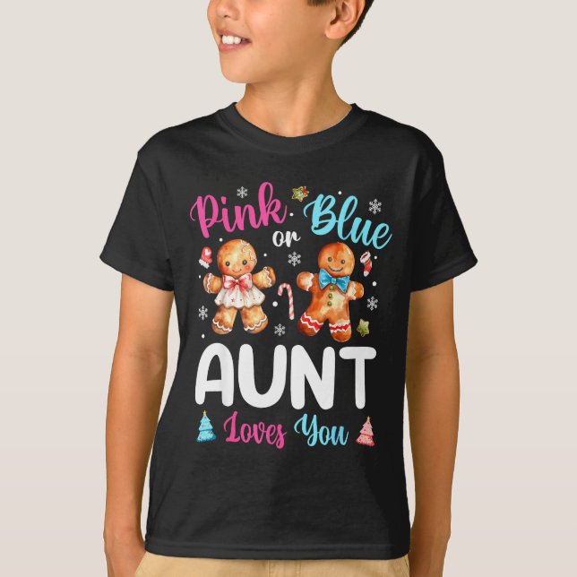 Nk Or Blue Aunt Loves You Gender Reveal Christmas  T-Shirt (Vorderseite)