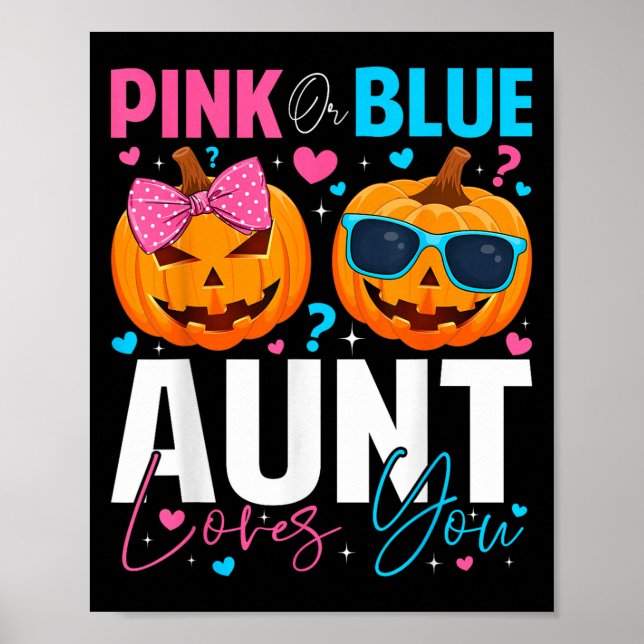 Nk Or Blue Aunt Loves You Pumpkin Halloween Gender Poster (Vorne)