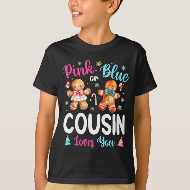 Nk Or Blue Cousin Loves You Gender Reveal Christma T-Shirt (Vorderseite)
