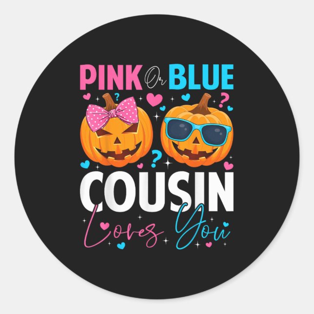 Nk Or Blue Cousin Loves You Pumpkin Halloween Gend Runder Aufkleber (Vorderseite)