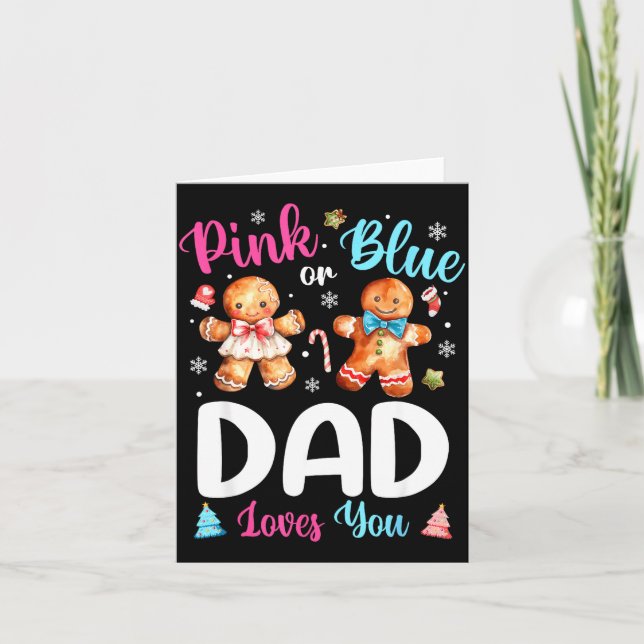 Nk Or Blue Dad Loves You Gender Reveal Christmas  Karte (Vorderseite)