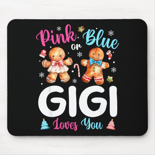 Nk Or Blue Gigi Loves You Gender Reveal Christmas  Mousepad (Vorne)