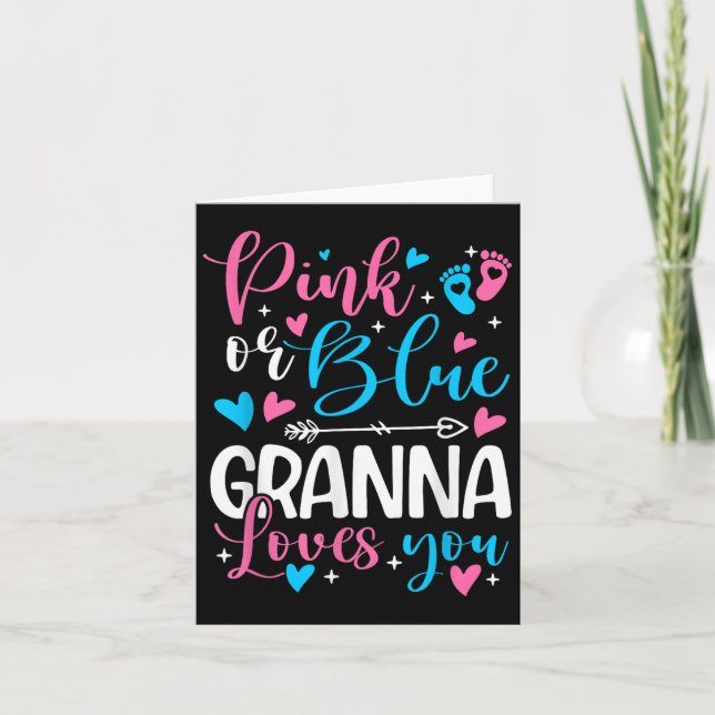 Nk Or Blue Gr Loves You Gender Reveal Baby Grandma Karte (Vorderseite)