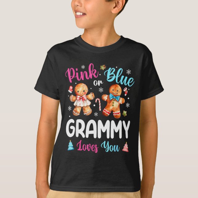 Nk Or Blue Grammy Loves You Gender Reveal Christma T-Shirt (Vorderseite)