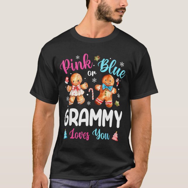 Nk Or Blue Grammy Loves You Gender Reveal Christma T-Shirt (Vorderseite)