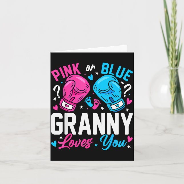 Nk Or Blue Granny Loves You Boxing Gender Reveal  Karte (Vorderseite)