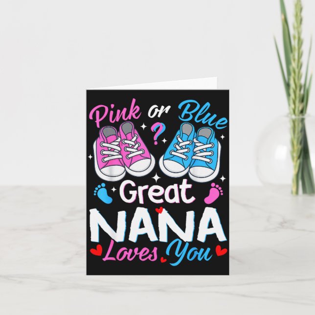 Nk Or Blue Great Nana Loves You Gender Reveal  Karte (Vorderseite)