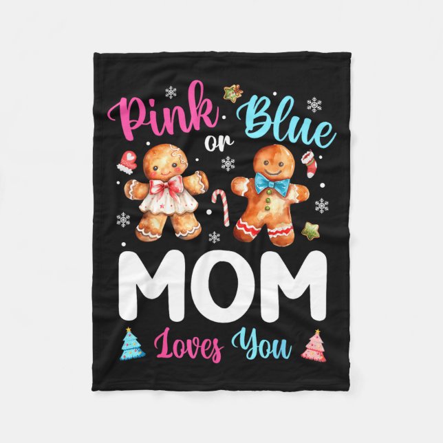 Nk Or Blue Mom Loves You Gender Reveal Christmas  Fleecedecke (Vorderseite)